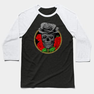 Skull head rose color Baseball T-Shirt